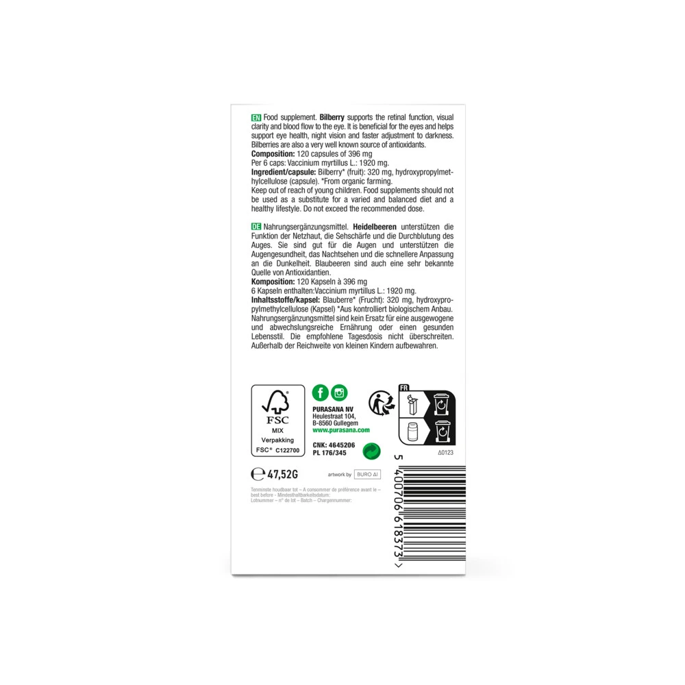 Purasana Blauwe Bosbes 320 Mg 3 Purasana Blauwe Bosbes 320 Mg - Afbeelding 3