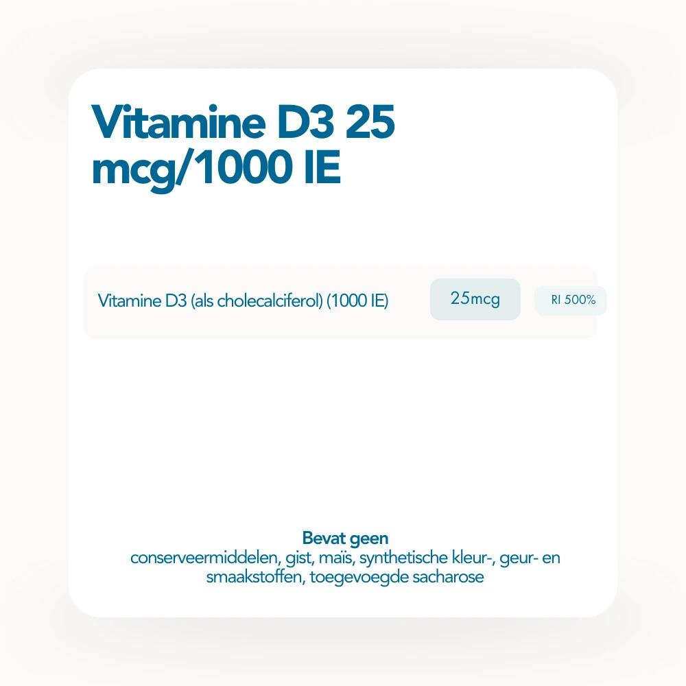 Bonusan Vitamine D3 25 Mcg/1000 IE 3 Bonusan Vitamine D3 25 Mcg/1000 IE - Afbeelding 3